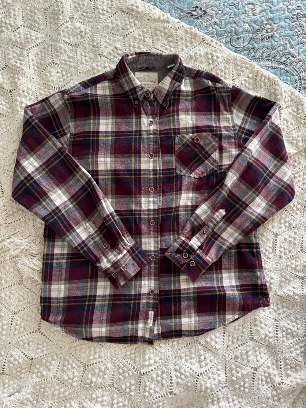 Weatherproof Men's Plaid Button-Down Shirt - Burgundy, White, Navy